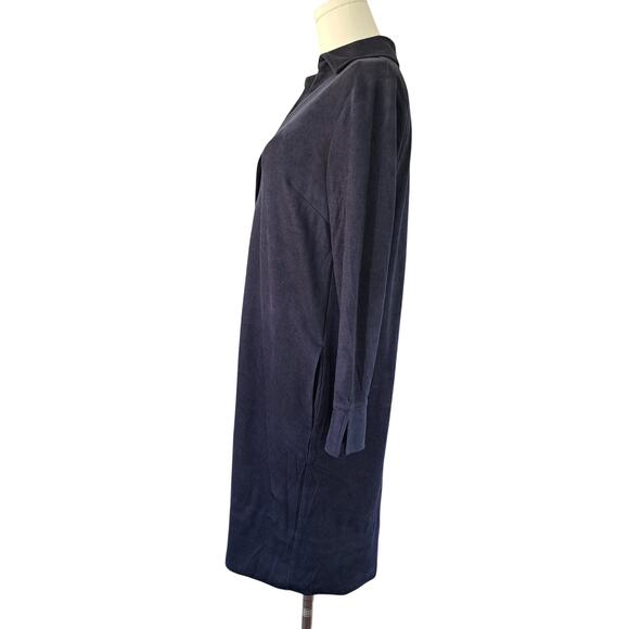 J McLaughlin Ilyia Navy Blue Faux Suede Shirt Dress Size XS - Picture 6 of 10